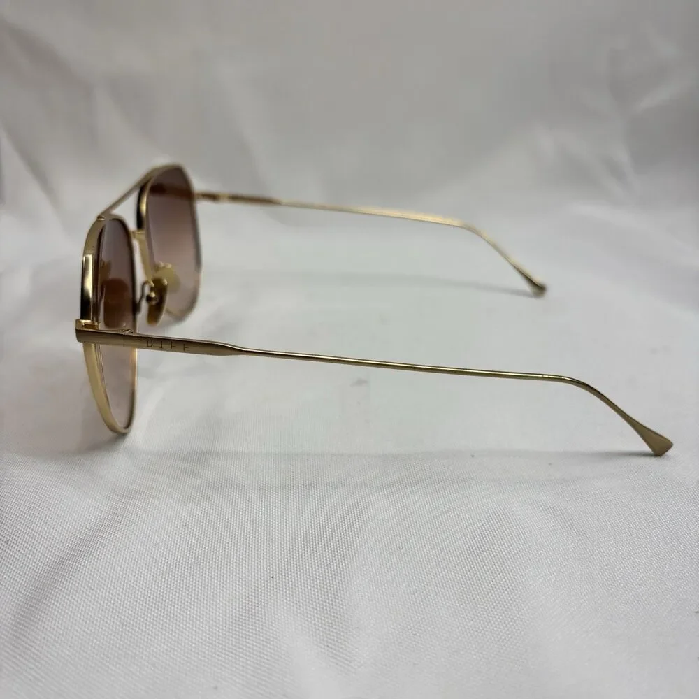 DIFF Eyewear Sunglasses Aviator Gold Frame Gradient Brown Lens Unisex